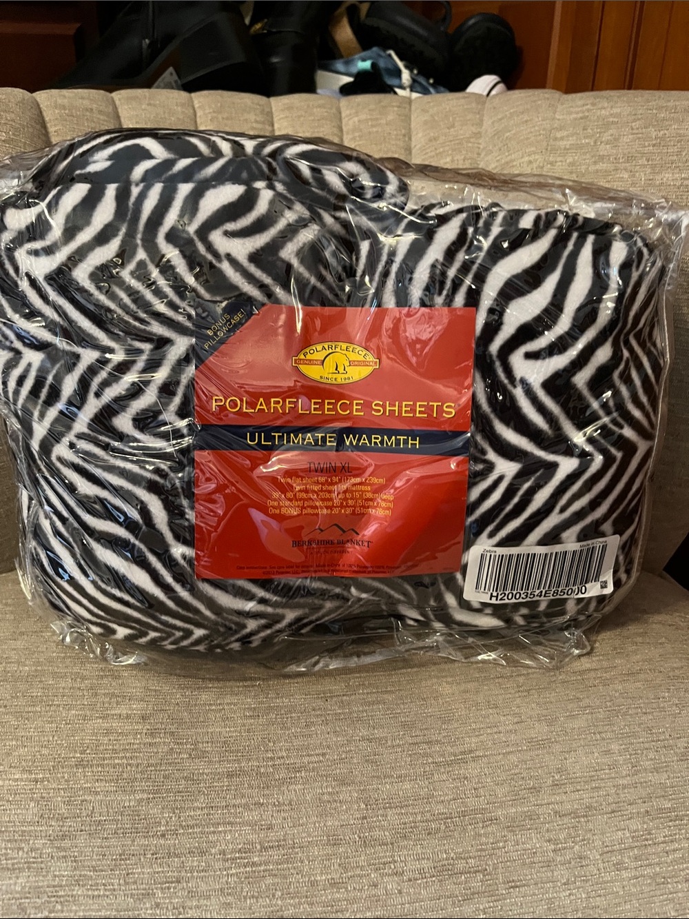 NWT QVC Polarfleece Zebra Print Sheets - Black & White Twin XL